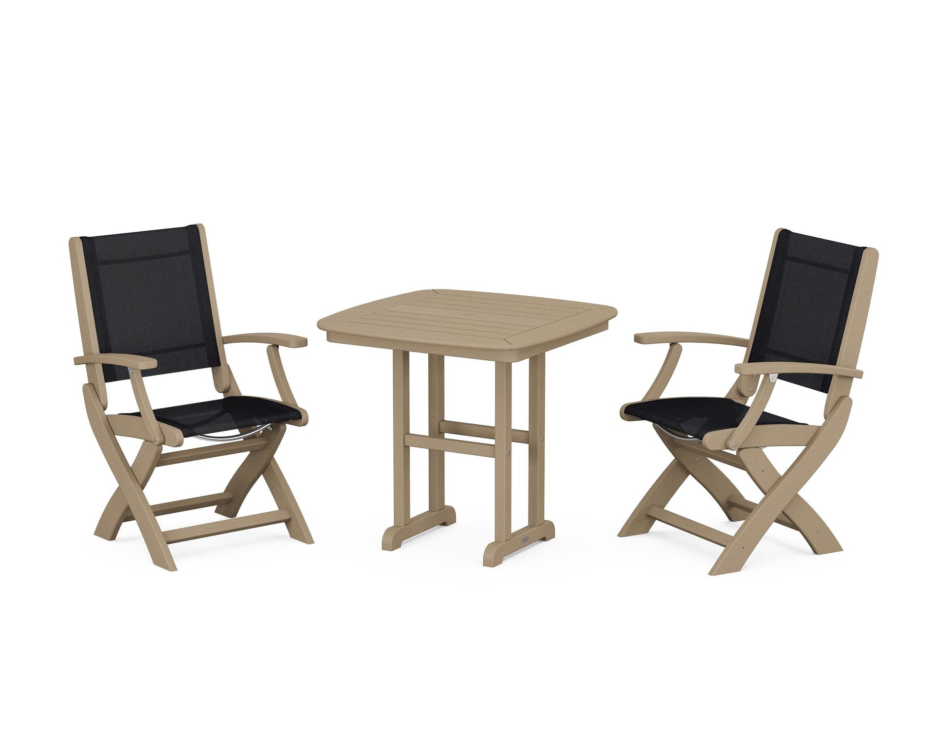 Coastal Folding Chair 3-Piece Dining Set