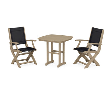 Coastal Folding Chair 3-Piece Dining Set