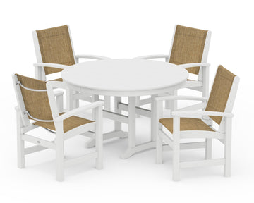 Coastal 5-Piece Round Farmhouse Dining Set