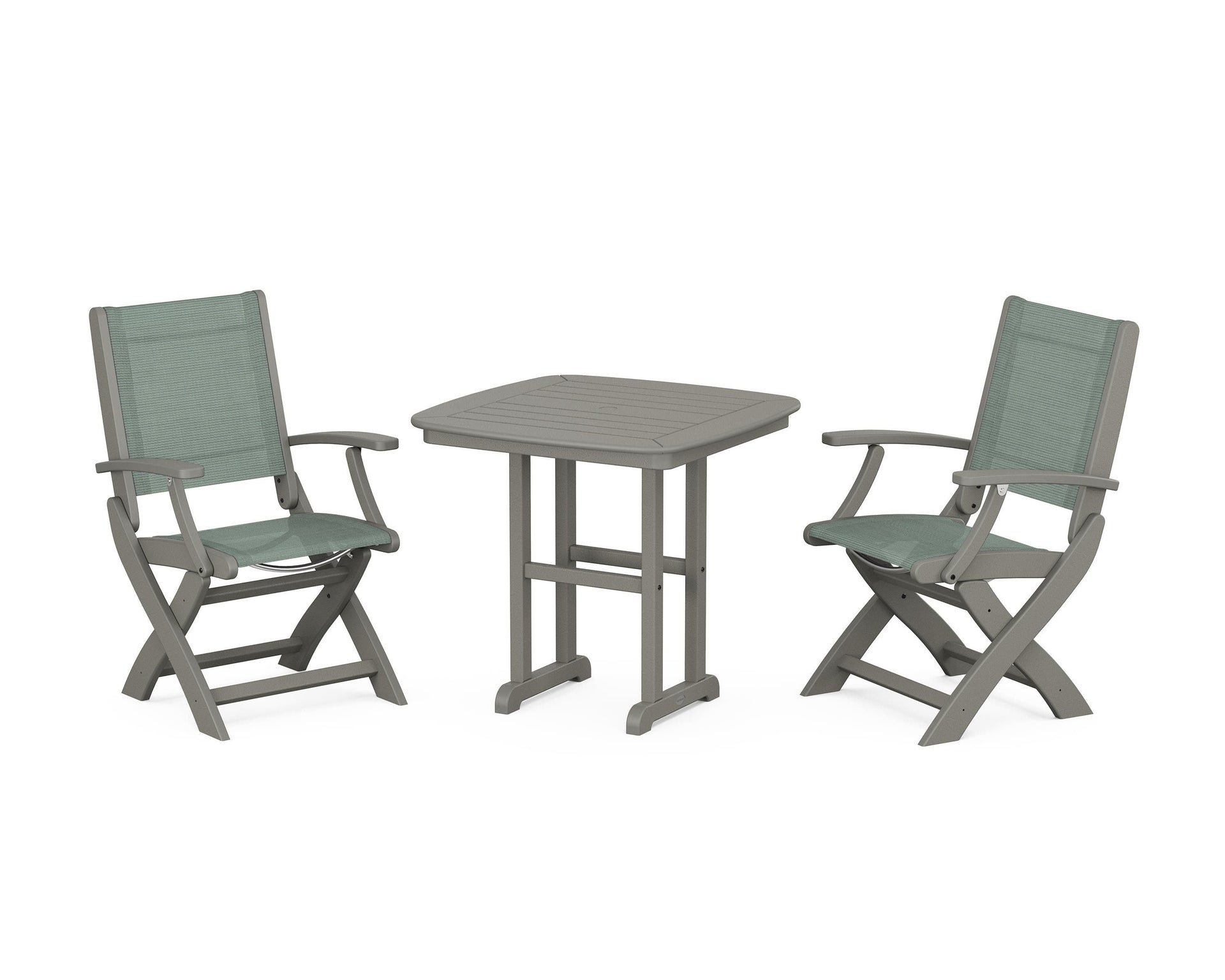 Coastal Folding Chair 3-Piece Dining Set