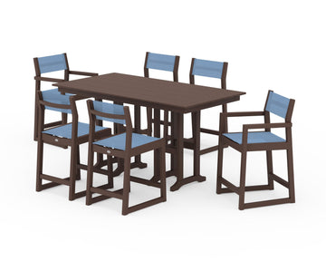 EDGE Sling 7-Piece Farmhouse Counter Set with Trestle Legs