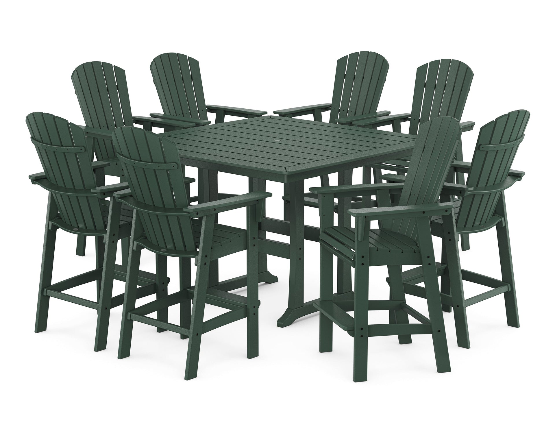 Nautical Curveback Adirondack 9-Piece Trestle Bar Set