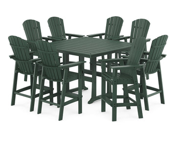 Nautical Curveback Adirondack 9-Piece Trestle Bar Set