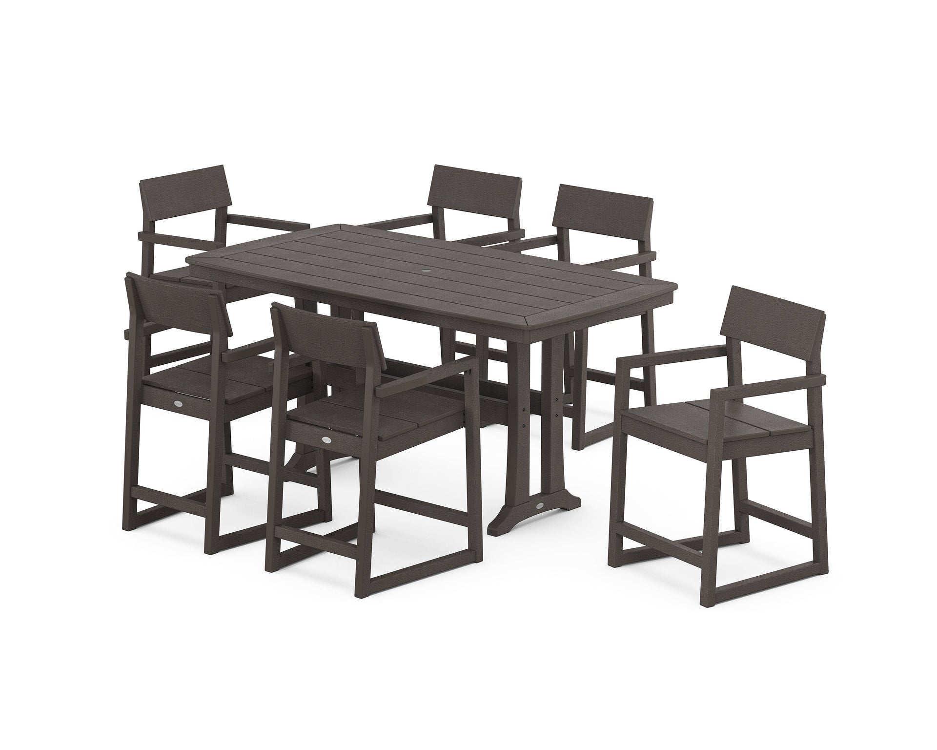 EDGE Arm Chair 7-Piece Counter Set with Trestle Legs