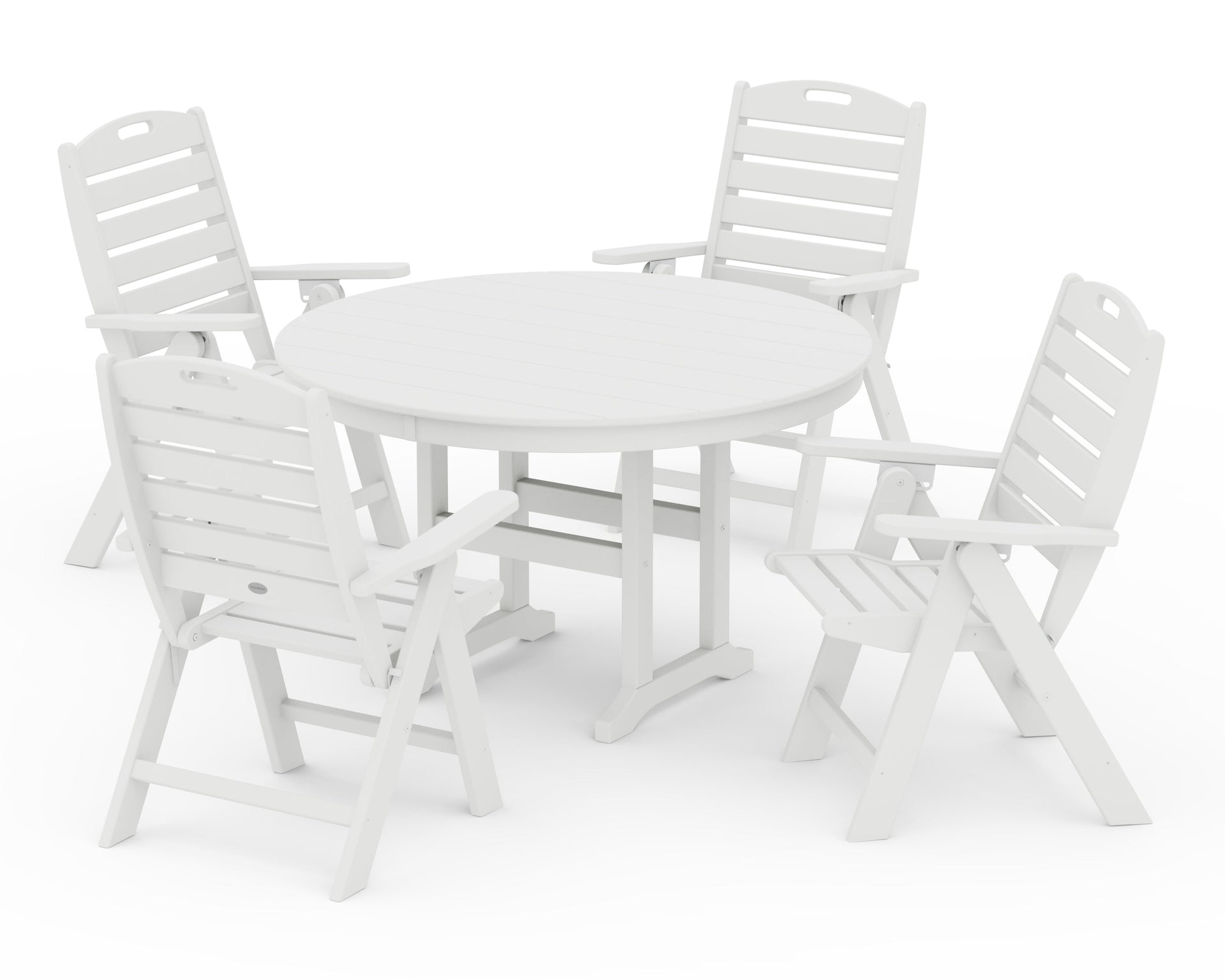 Nautical Folding Chair 5-Piece Round Farmhouse Dining Set