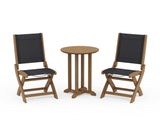 Coastal Folding Side Chair 3-Piece Round Bistro Dining Set