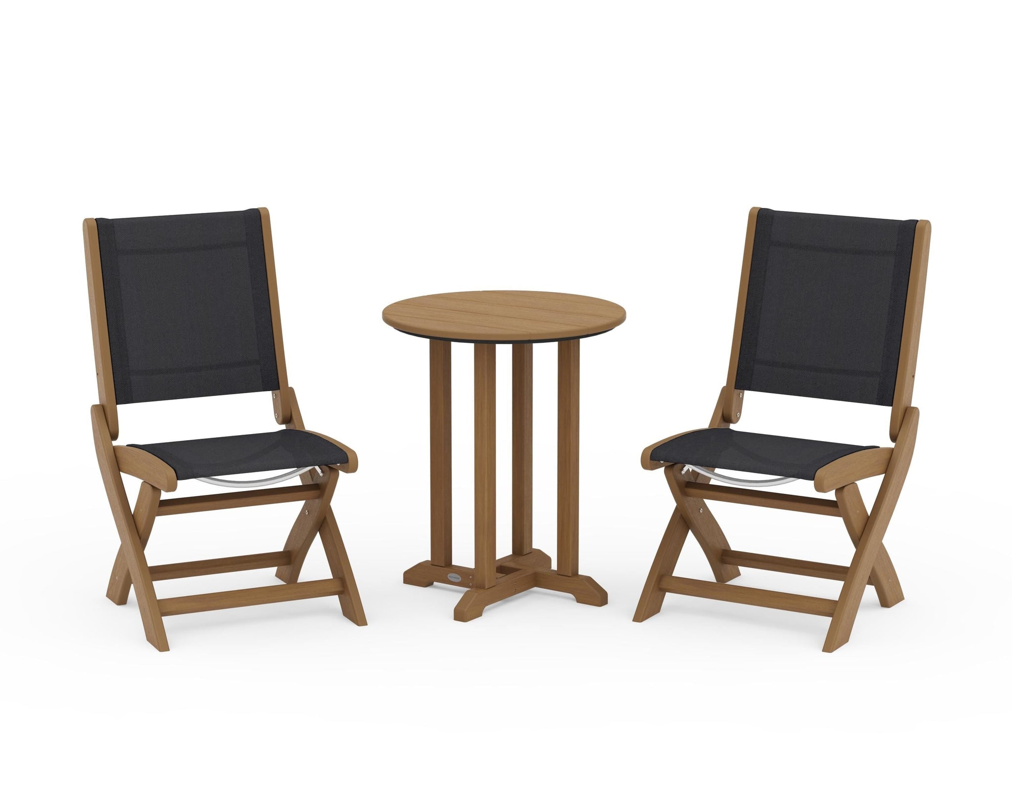 Coastal Folding Side Chair 3-Piece Round Bistro Dining Set