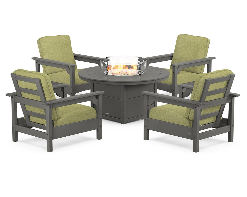 Club 5-Piece Conversation Set with Fire Pit Table