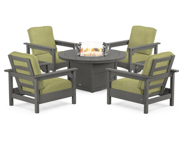 Club 5-Piece Conversation Set with Fire Pit Table