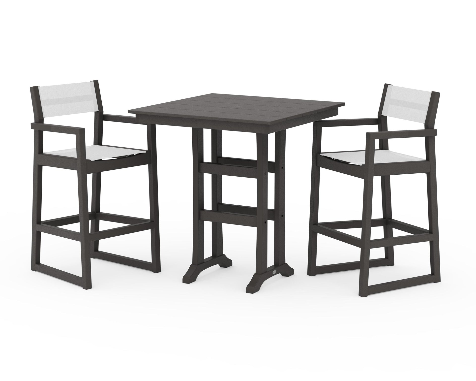 EDGE Sling Arm Chair 3-Piece Farmhouse Bar Set with Trestle Legs