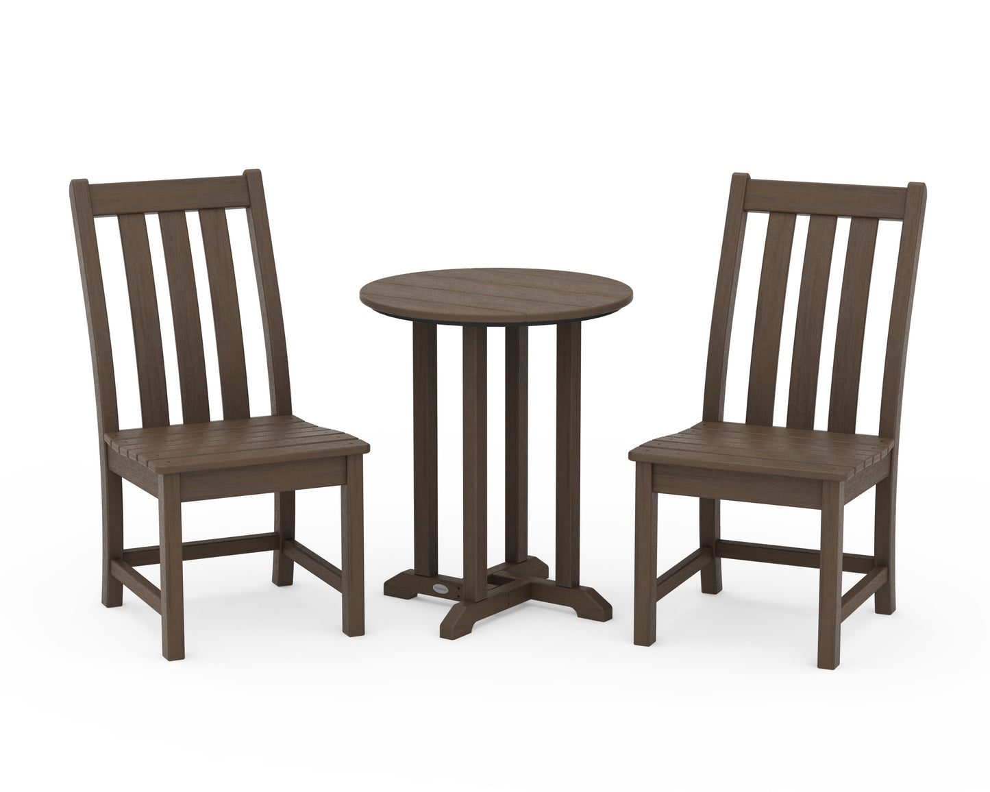Vineyard Side Chair 3-Piece Round Bistro Dining Set