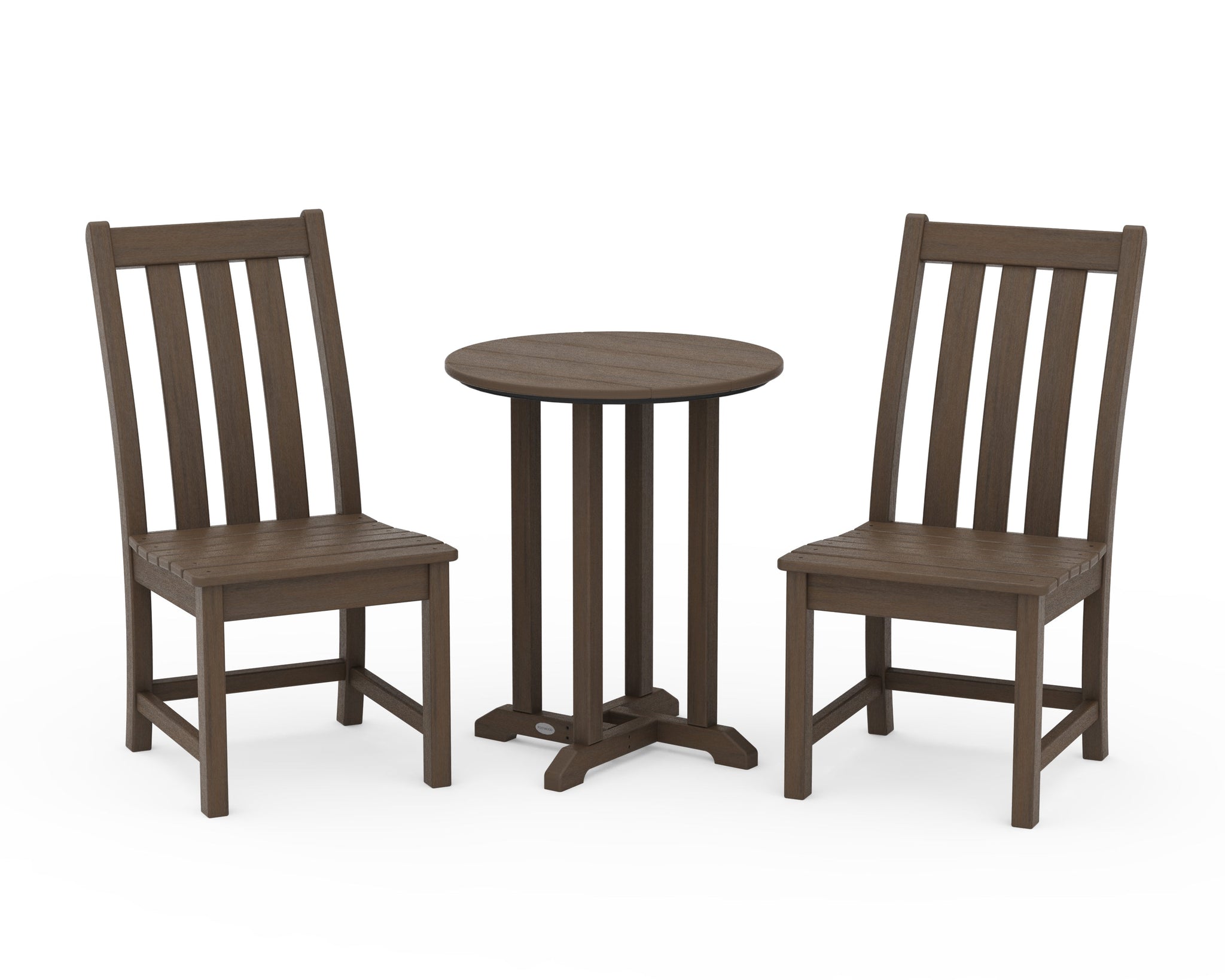 Vineyard Side Chair 3-Piece Round Bistro Dining Set