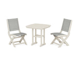 Coastal Folding Side Chair 3-Piece Dining Set