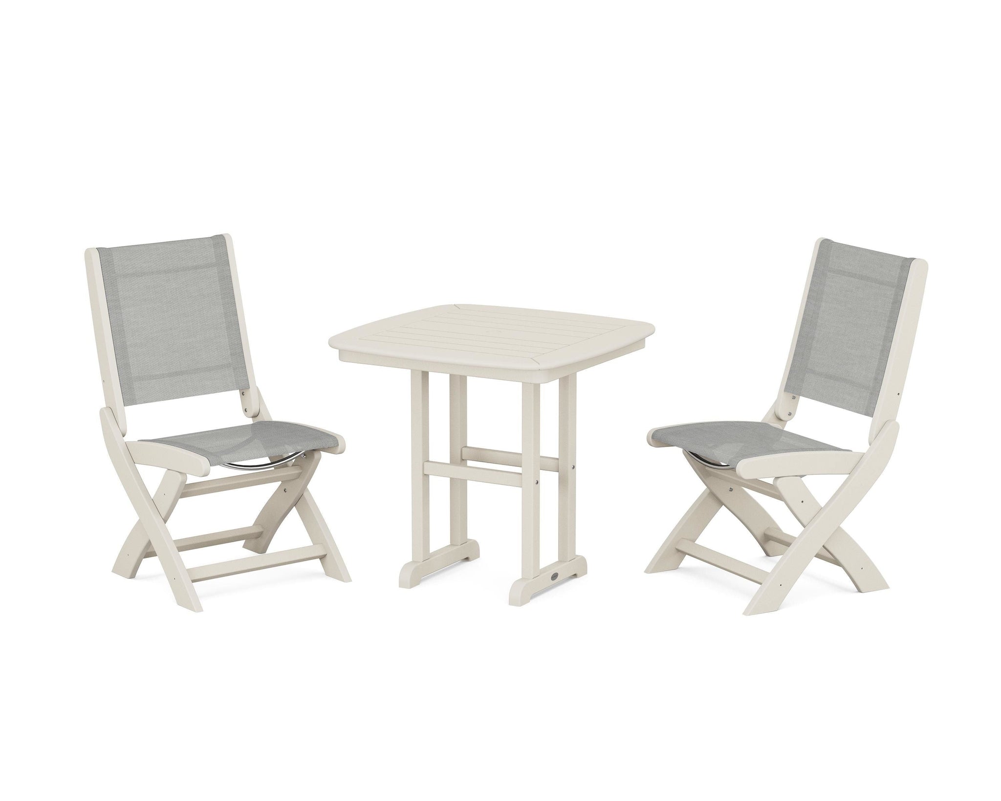 Coastal Folding Side Chair 3-Piece Dining Set
