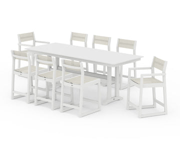 EDGE Sling 9-Piece Farmhouse Counter Set with Trestle Legs