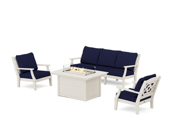 Chinoiserie Deep Seating Fire Pit Table Set