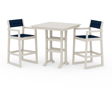 EDGE Sling Arm Chair 3-Piece Farmhouse Bar Set with Trestle Legs