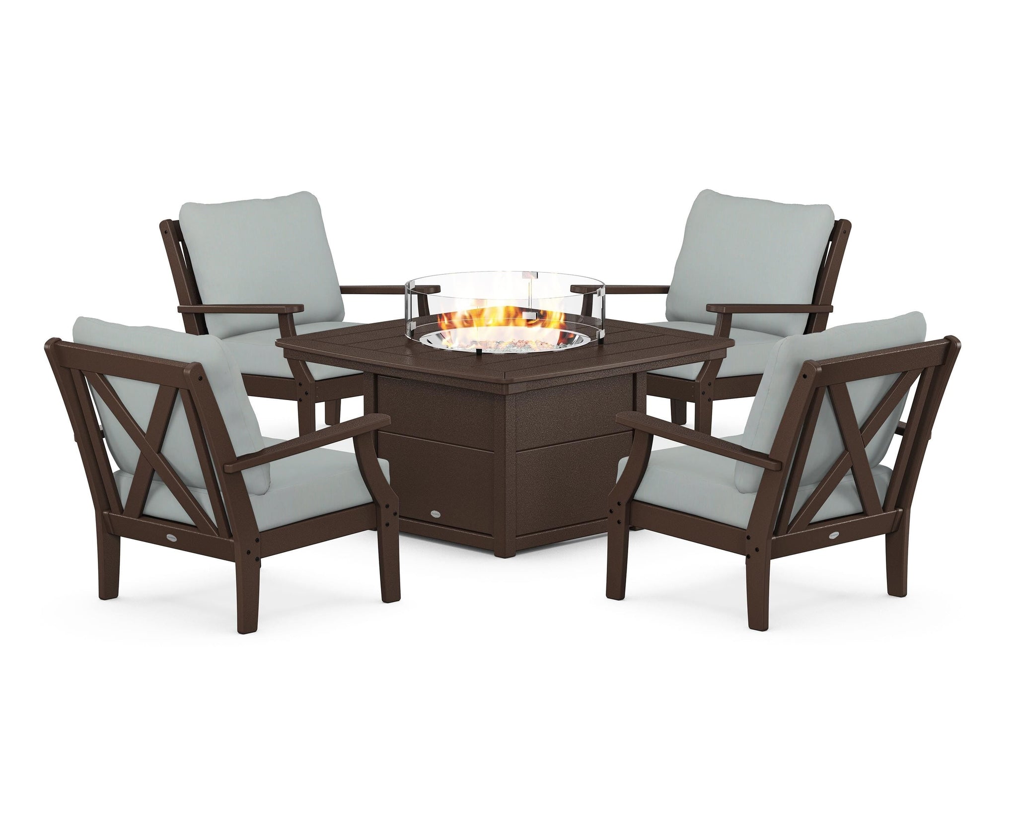 Braxton 5-Piece Deep Seating Conversation Set with Fire Pit Table