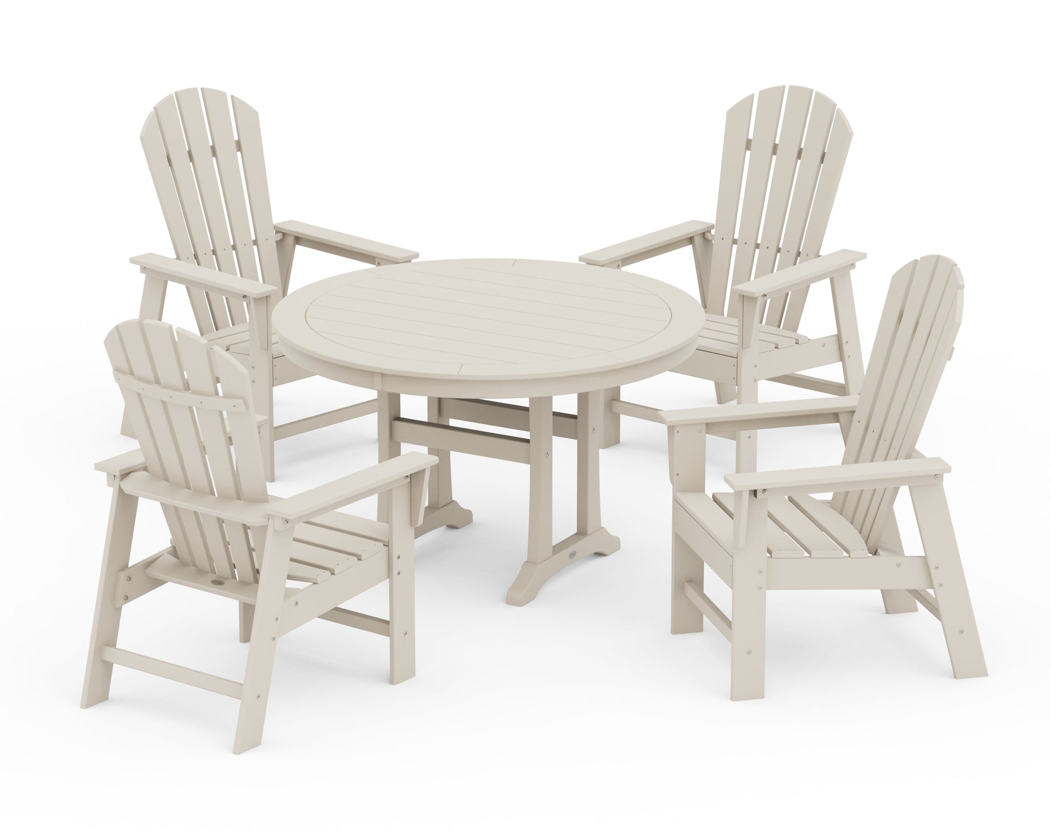 South Beach 5-Piece Round Dining Set with Trestle Legs