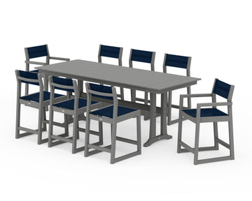 EDGE Sling 9-Piece Farmhouse Counter Set with Trestle Legs