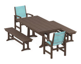 Coastal 5-Piece Farmhouse Dining Set with Trestle Legs and Benches