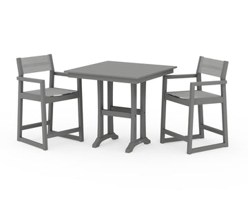 EDGE Sling Arm Chair 3-Piece Farmhouse Counter Set with Trestle Legs