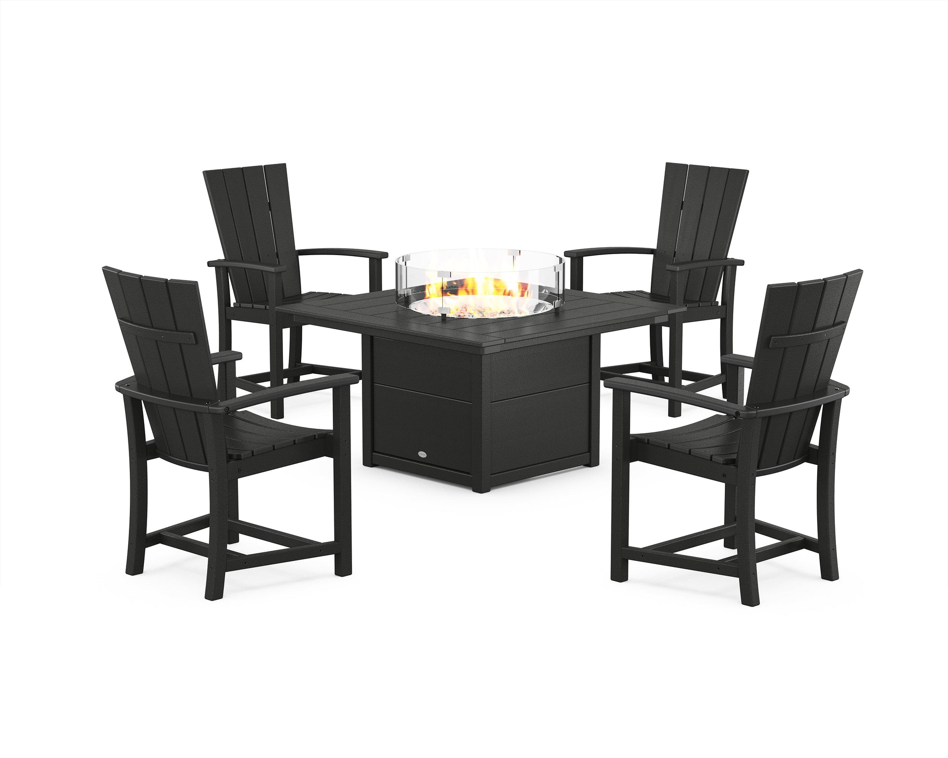 Quattro 4-Piece Upright Adirondack Conversation Set with Fire Pit Table
