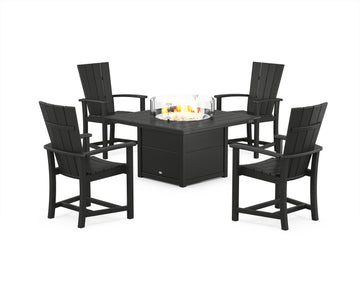 Quattro 4-Piece Upright Adirondack Conversation Set with Fire Pit Table