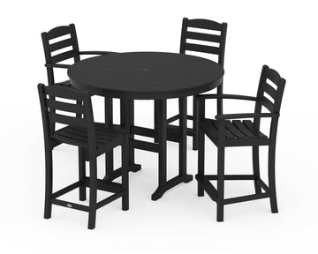La Casa Café 5-Piece Round Farmhouse Counter Dining Set