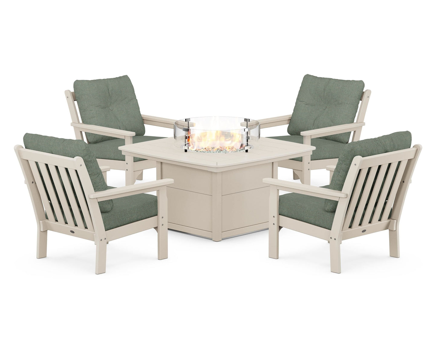 Vineyard 5-Piece Conversation Set with Fire Pit Table