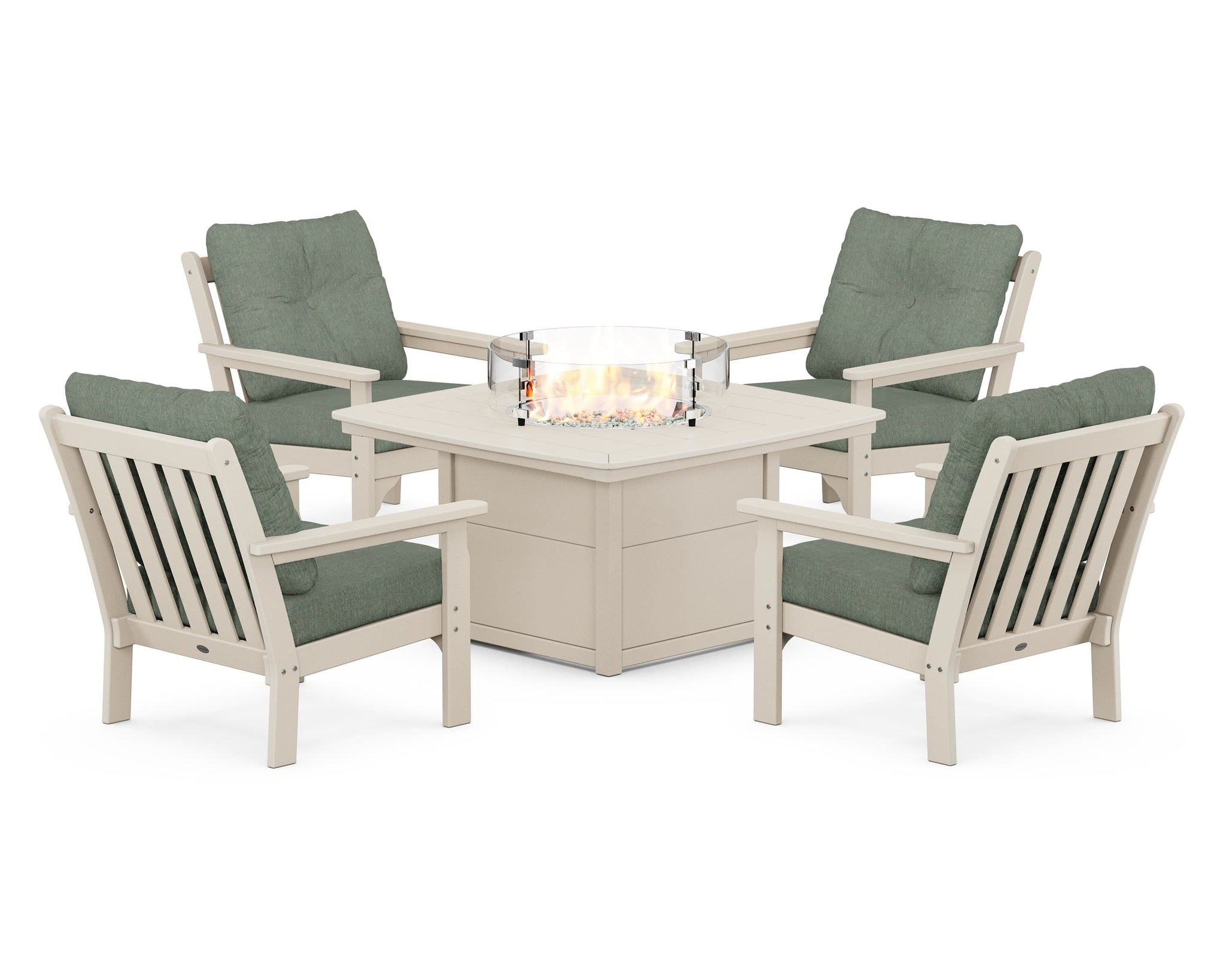 Vineyard 5-Piece Conversation Set with Fire Pit Table