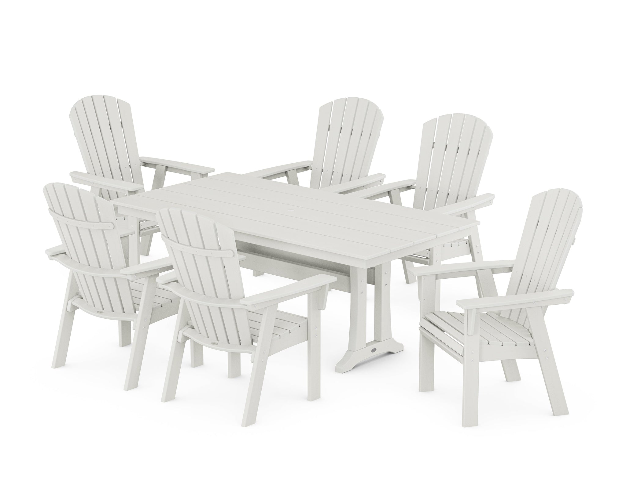 Nautical Curveback Adirondack 7-Piece Farmhouse Dining Set with Trestle Legs