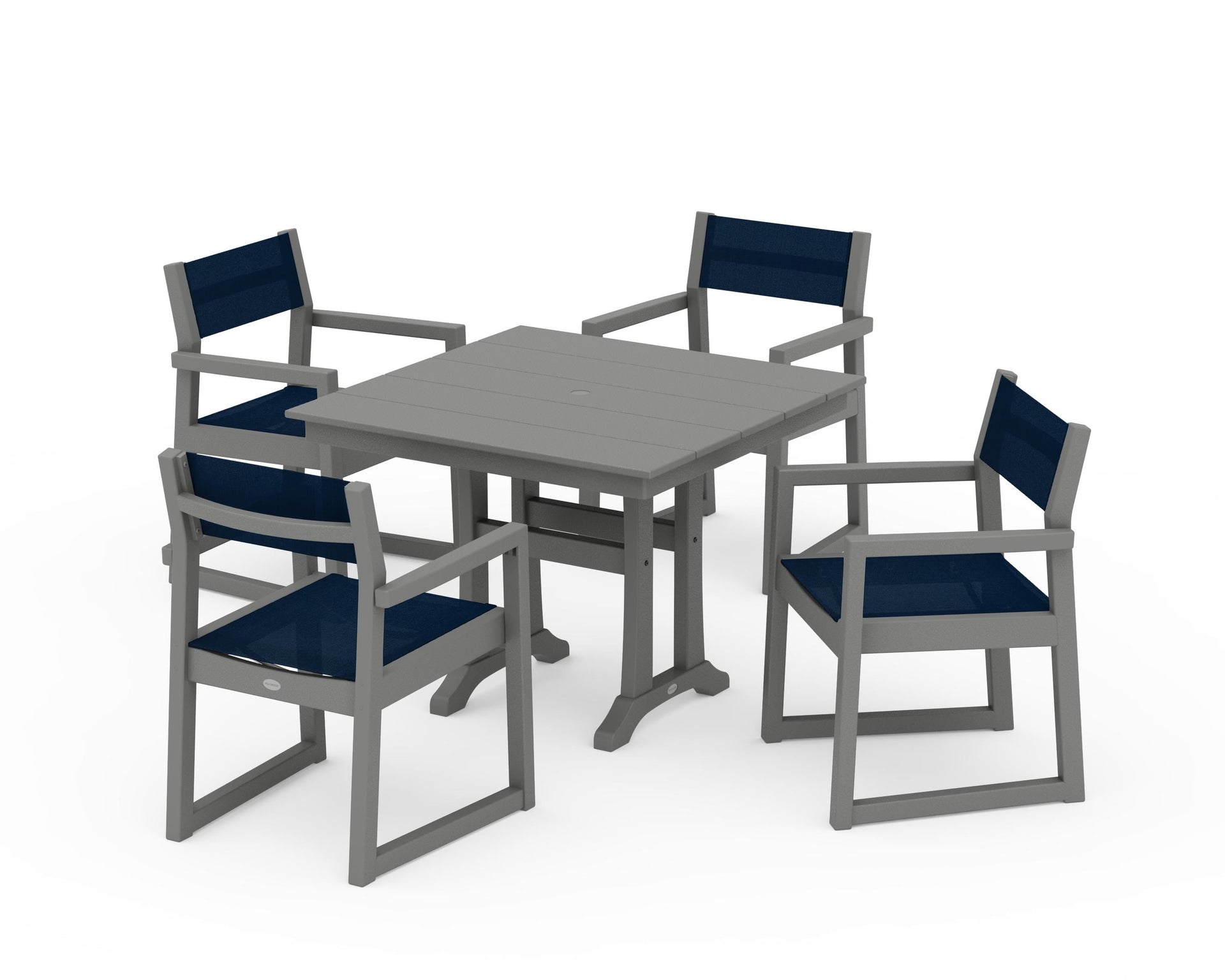 EDGE Sling 5-Piece Farmhouse Dining Set with Trestle Legs