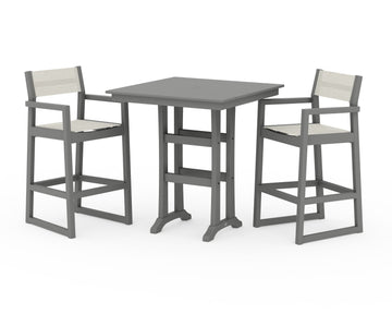 EDGE Sling Arm Chair 3-Piece Farmhouse Bar Set with Trestle Legs