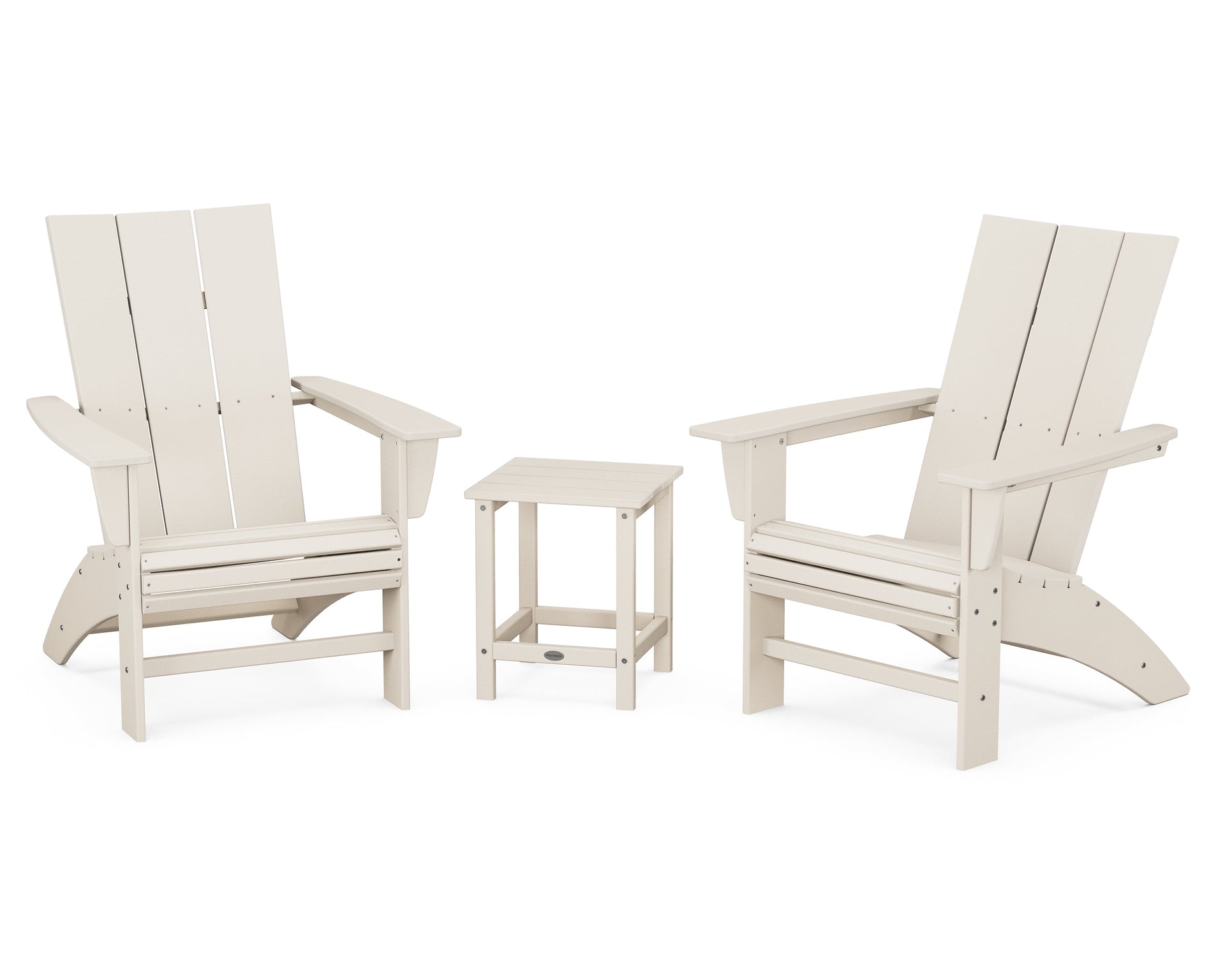 Modern 3-Piece Curveback Adirondack Set with Long Island 18" Side Table