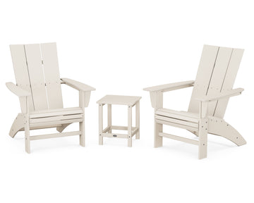 Modern 3-Piece Curveback Adirondack Set with Long Island 18" Side Table