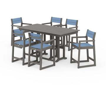 EDGE Sling Arm Chair 7-Piece Farmhouse Counter Set