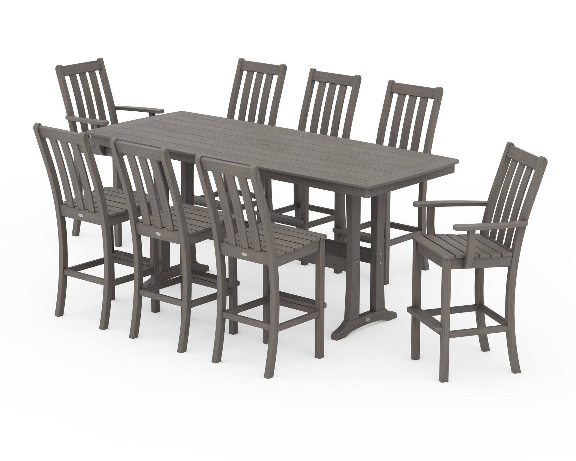 Vineyard 9-Piece Bar Set with Trestle Legs