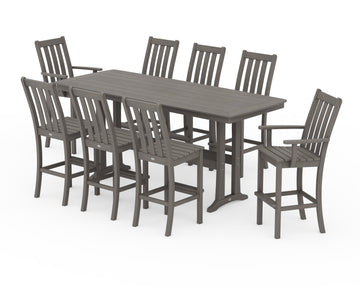 Vineyard 9-Piece Bar Set with Trestle Legs