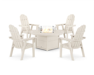 Vineyard 4-Piece Curveback Upright Adirondack Conversation Set with Fire Pit Table