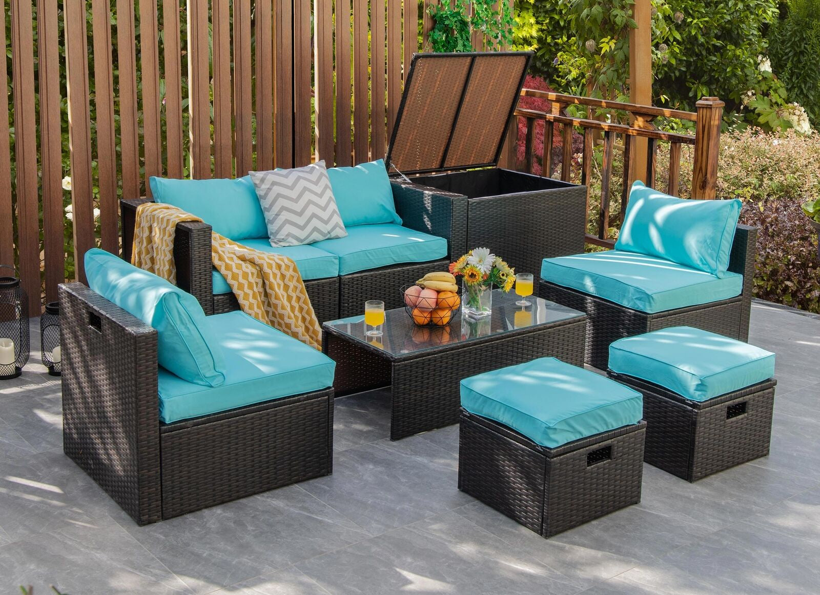 Costway 8-Pc Patio Rattan Sofa Furniture Set Storage Box White 26357819 New