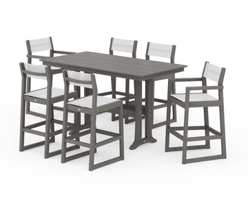 EDGE Sling 7-Piece Farmhouse Bar Set with Trestle Legs