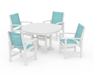 Coastal 5-Piece Round Dining Set with Trestle Legs