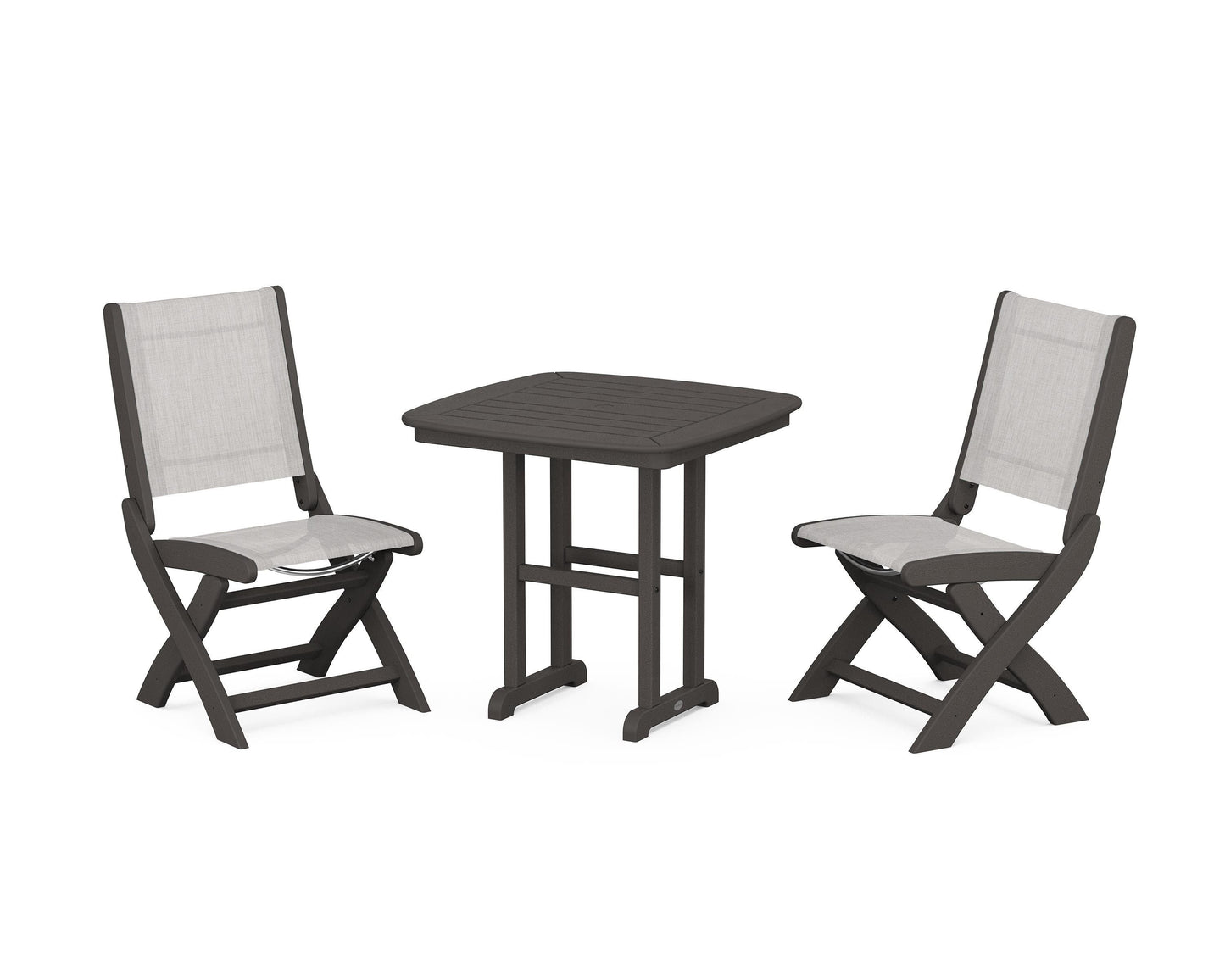 Coastal Folding Side Chair 3-Piece Dining Set