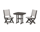 Coastal Folding Side Chair 3-Piece Dining Set