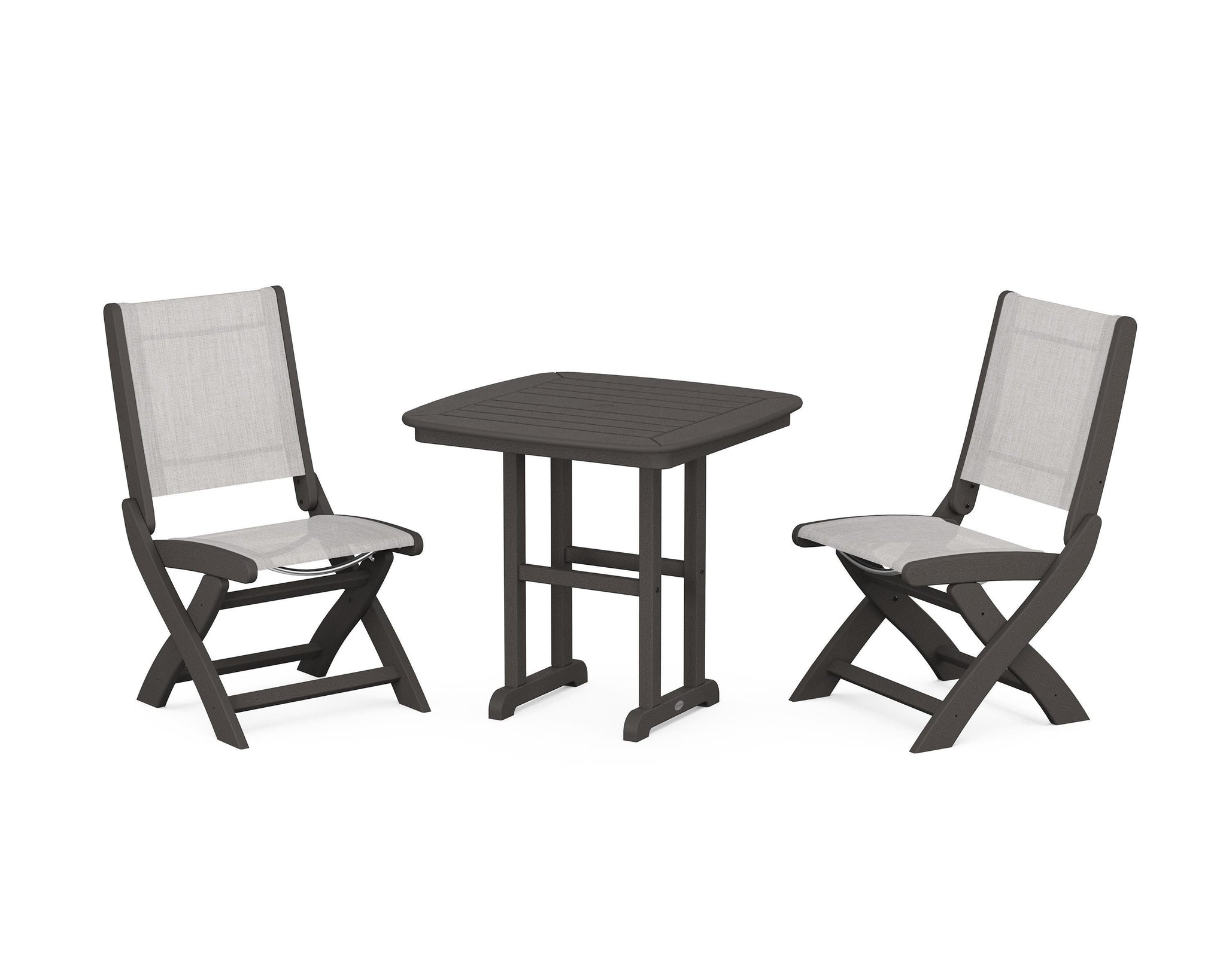 Coastal Folding Side Chair 3-Piece Dining Set