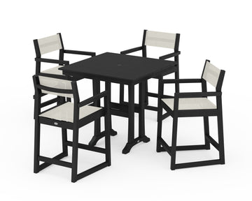 EDGE Sling Arm Chair 5-Piece Farmhouse Counter Set with Trestle Legs
