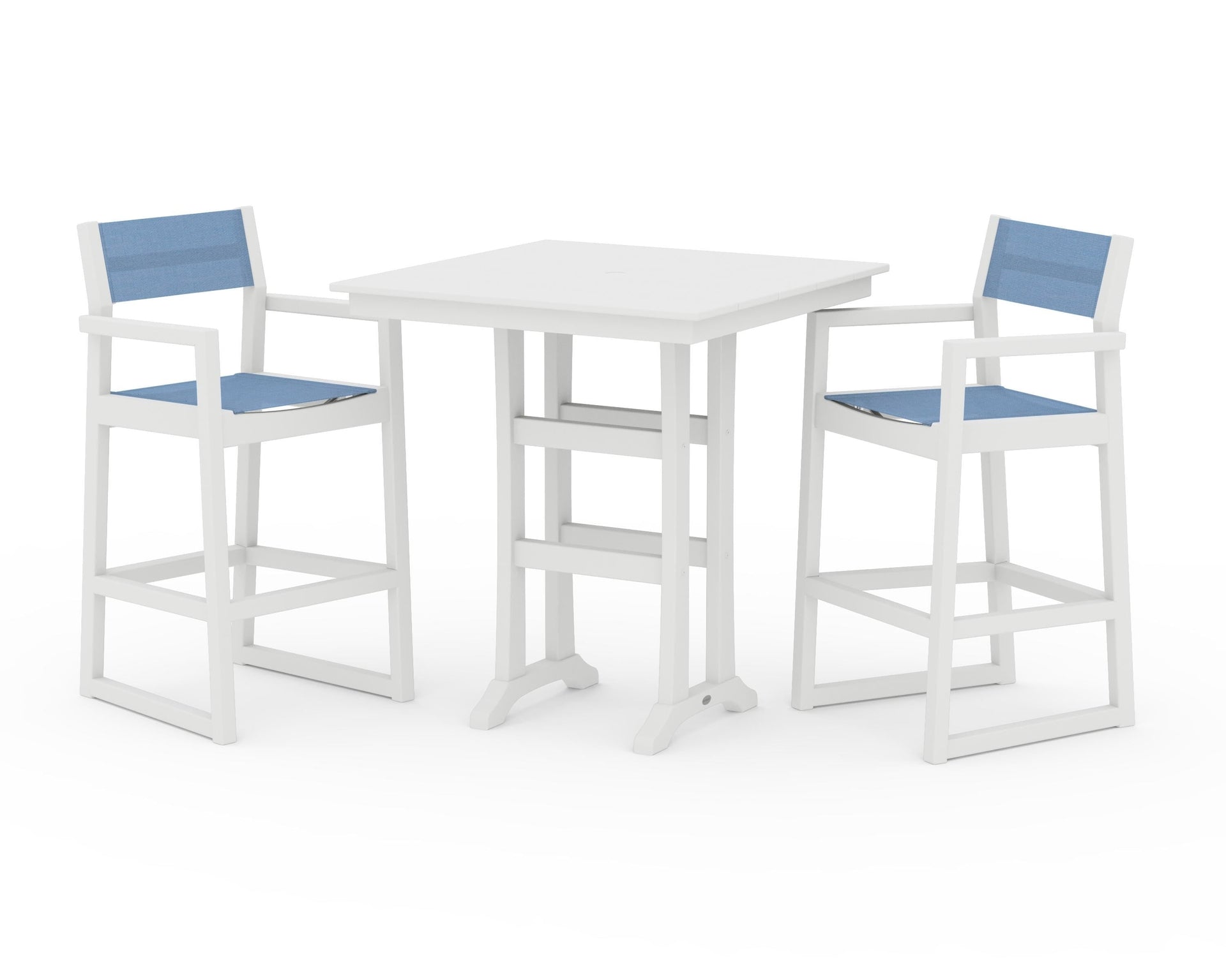 EDGE Sling Arm Chair 3-Piece Farmhouse Bar Set with Trestle Legs
