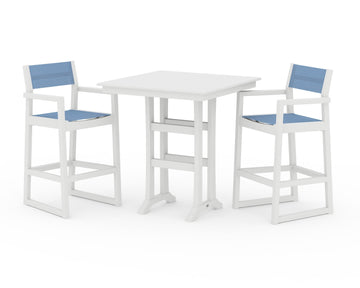 EDGE Sling Arm Chair 3-Piece Farmhouse Bar Set with Trestle Legs