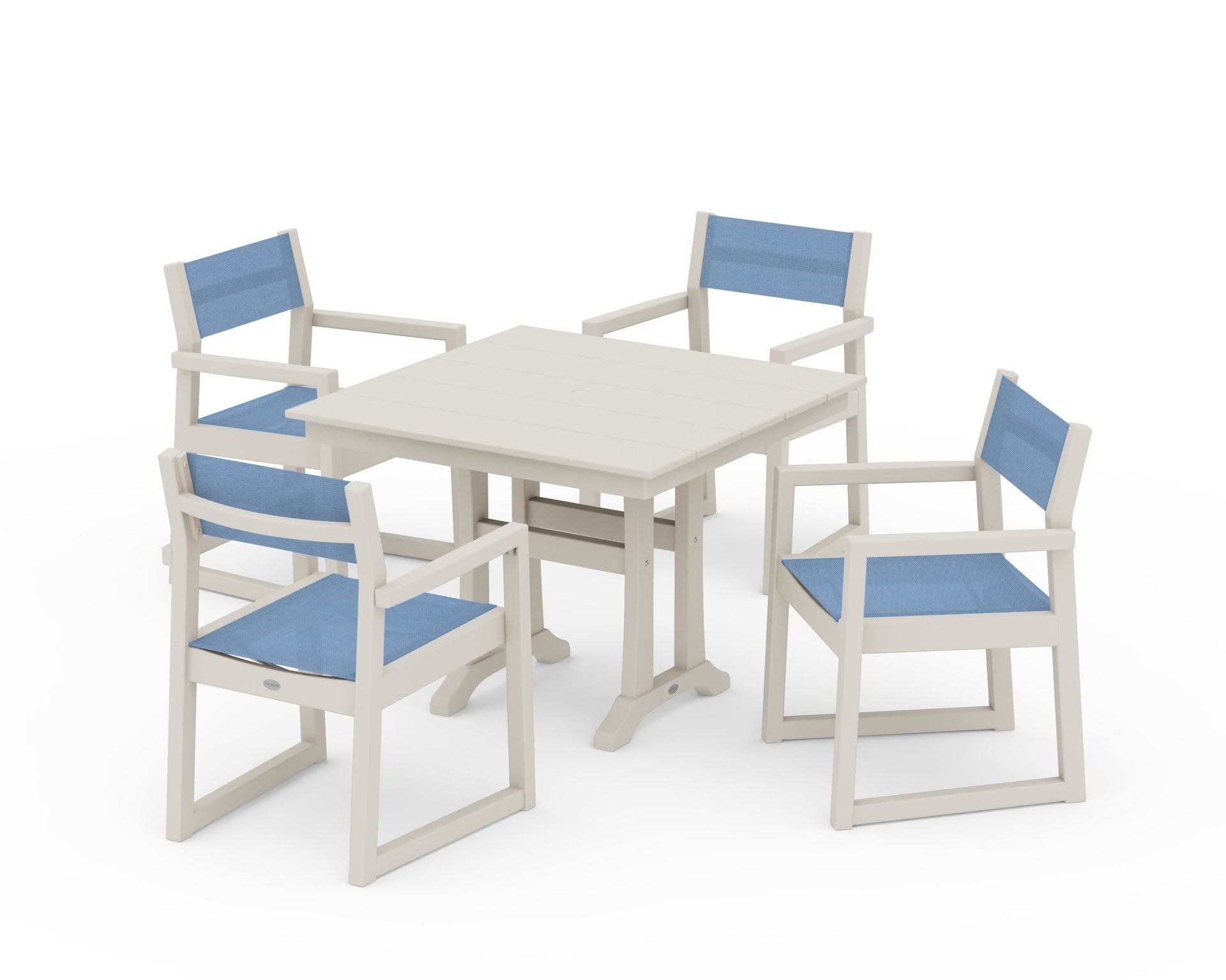 EDGE Sling 5-Piece Farmhouse Dining Set with Trestle Legs